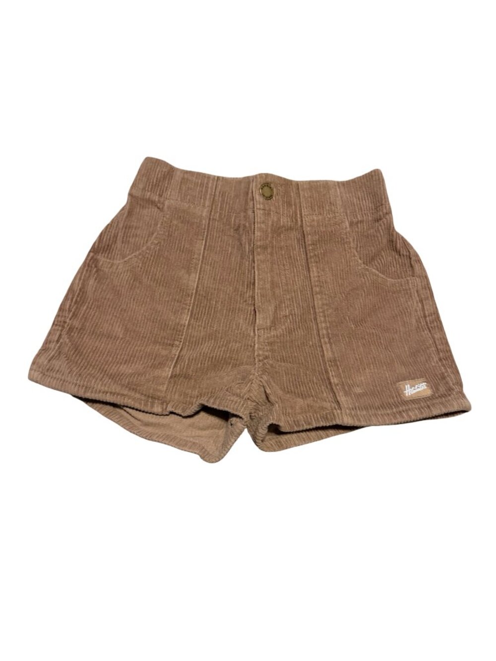 Hammies Brown Tan Corduroy Shorts Mini Length High Rise Stretch Cotton Size 24